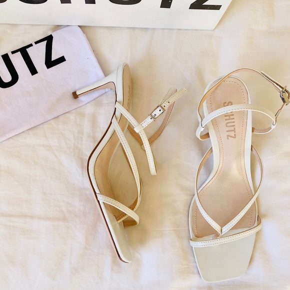 schutz white sandals